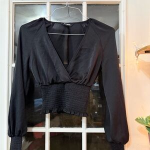 Express Black Wrap Blouse